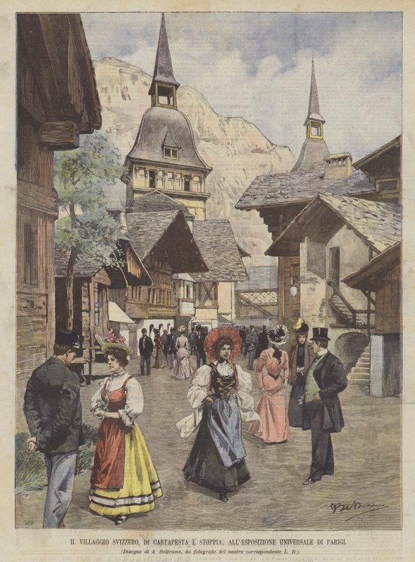 The Swiss Village, Made of Papier-Mâché and Straw, at the Universal Exposition in Paris by Achille Beltrame