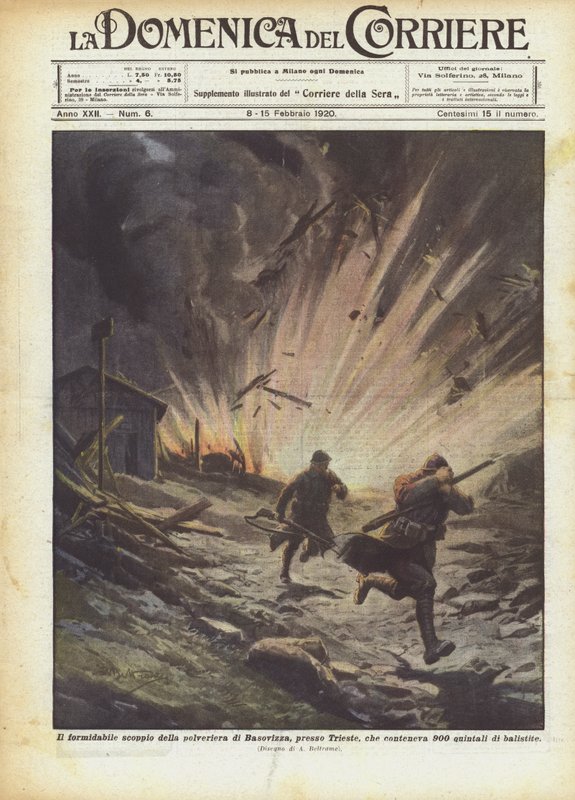 The Formidable Explosion of the Basovizza Powder Magazine, Near Trieste, Containing 900 Quintals of Ballistite by Achille Beltrame