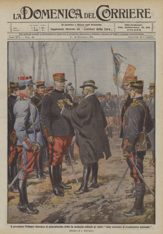 President Poincare Awards Generalissimo Joffre the Military Medal for Valor by Achille Beltrame