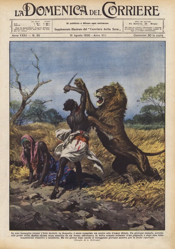 In a thicket near the Uebi Scebeli, in Somalia, a heroic act of filial love was performed by Achille Beltrame