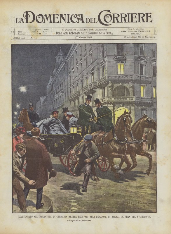 The Attempt on the German Emperor While He Was Heading to the Bremen Station, Evening of the 6th by Achille Beltrame