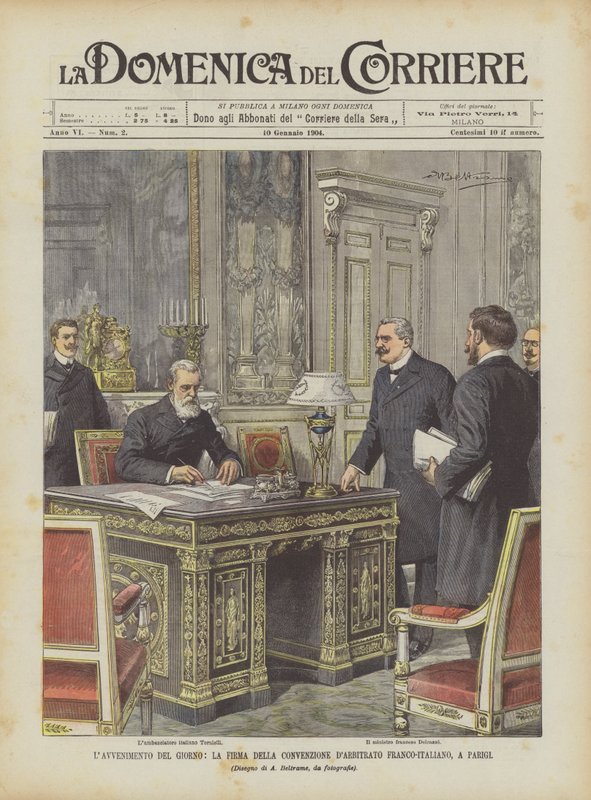 The Event of the Day, The Signing of the Franco-Italian Arbitration Convention, in Paris by Achille Beltrame