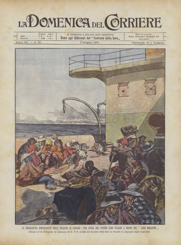The Unfortunate Emigration of Italians to Canada, A Scene of Their Painful Journey Aboard the Lake Megantic by Achille Beltrame