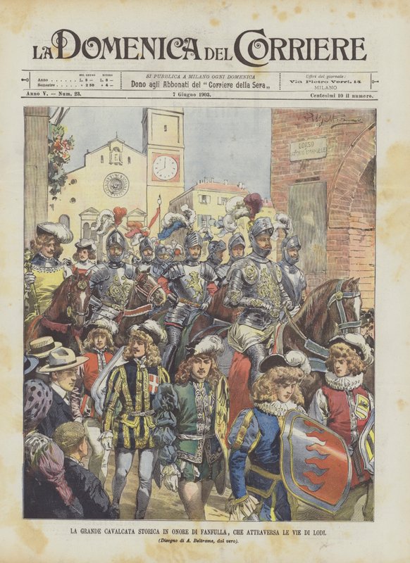 The Great Historical Cavalcade in Honor of Fanfulla, Passing Through the Streets of Lodi by Achille Beltrame