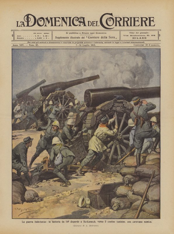 The Italo-Turkish War, the 149 Battery Disperses a Caravan Near the Tunisian Border at Bu-Kamech by Achille Beltrame
