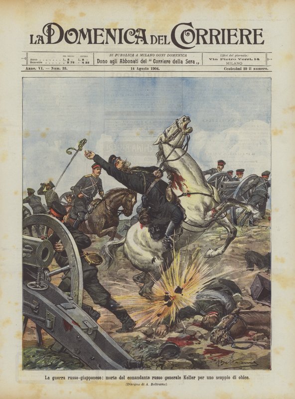 The Russo-Japanese War, Death of Russian Commander General Keller Due to an Obus Explosion by Achille Beltrame