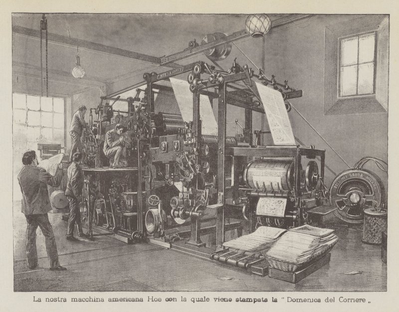 Our American Hoe Machine with Which La Domenica del Corriere is Printed by Achille Beltrame