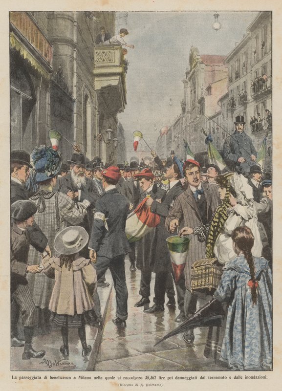 The Charity Walk in Milan Which Raised 35,367 Lire for the Damaged by Achille Beltrame