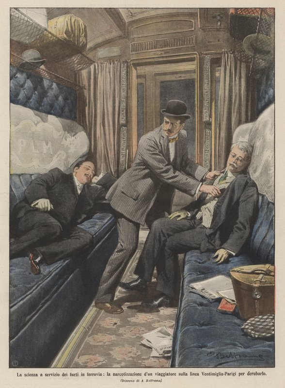 Science at the service of railway thefts, the narcotization of a traveler on the line by Achille Beltrame