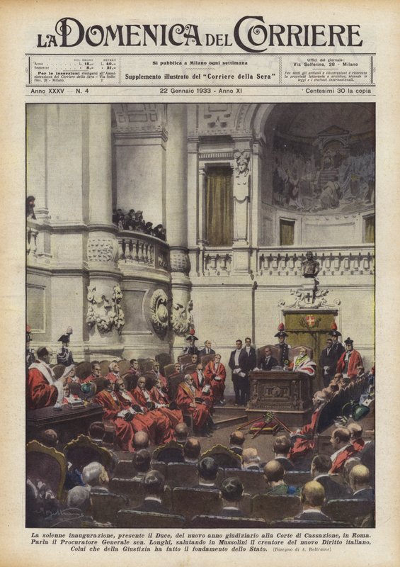 The Solemn Inauguration, Attended by the Duce, of the New Judicial Year at the Court of Cassation in Rome by Achille Beltrame