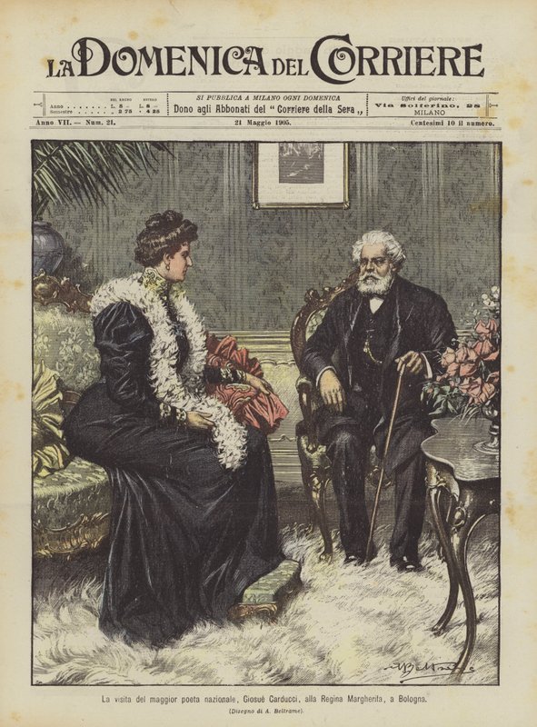 The visit of the national poet, Giosue Carducci, to Queen Margherita in Bologna by Achille Beltrame