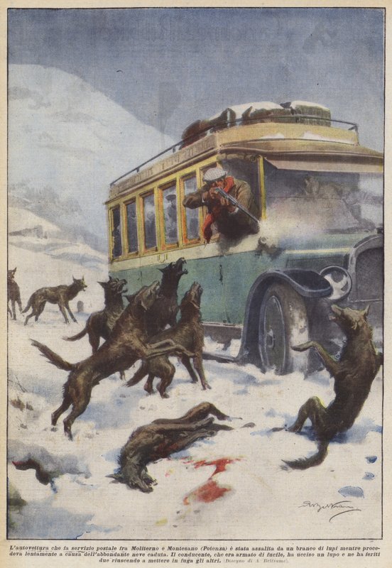 The car that provides postal service between Moliterno and Montesano (Potenza) was attacked by Achille Beltrame