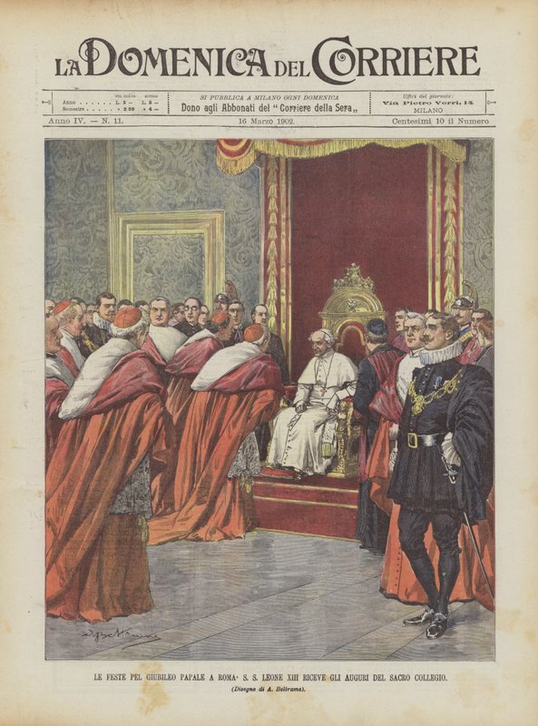 The Celebrations for the Papal Jubilee in Rome, Pope Leo XIII Receives the Greetings of the Sacred College by Achille Beltrame