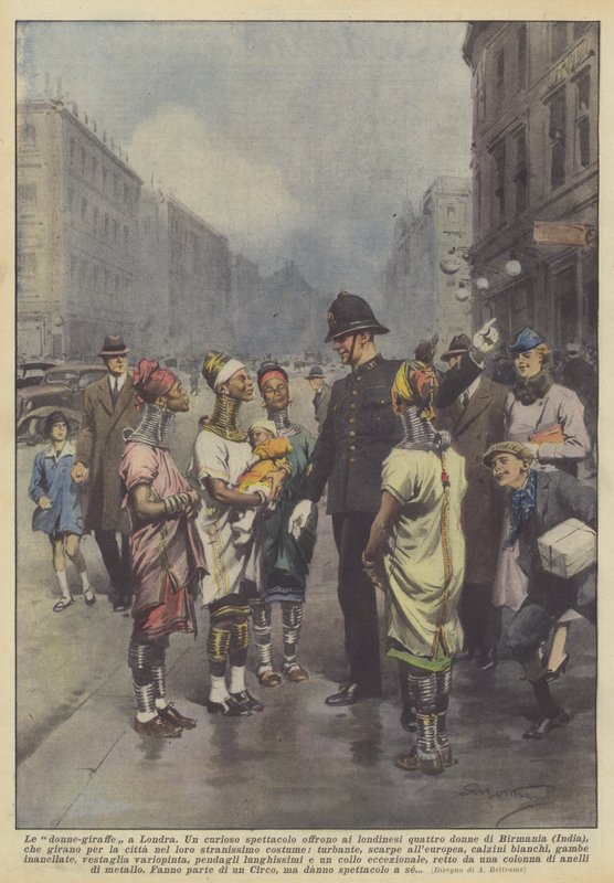 The Giraffe Women in London by Achille Beltrame