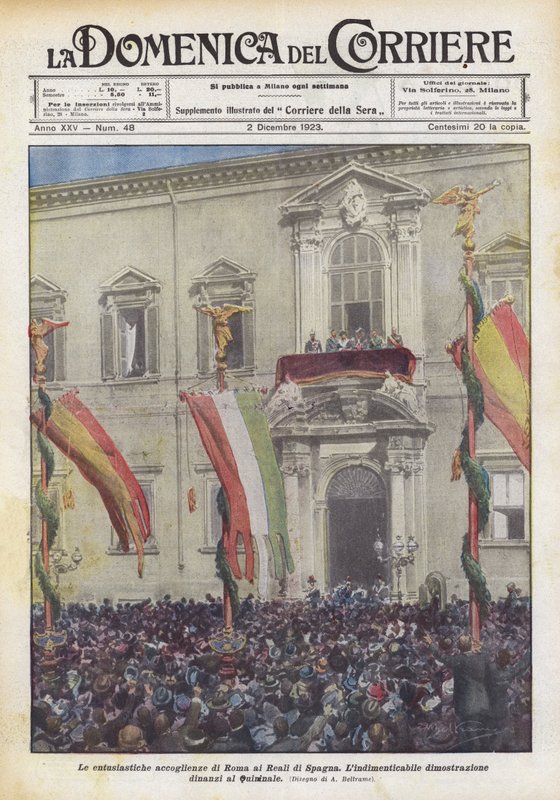 The Enthusiastic Welcomes of Rome to the Royal Family of Spain by Achille Beltrame
