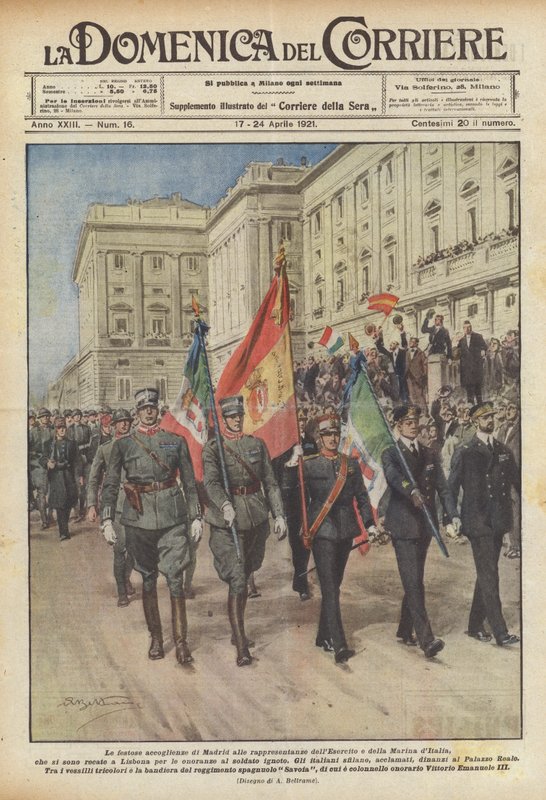 The festive welcome of Madrid to the representatives of the Italian Army and Navy by Achille Beltrame