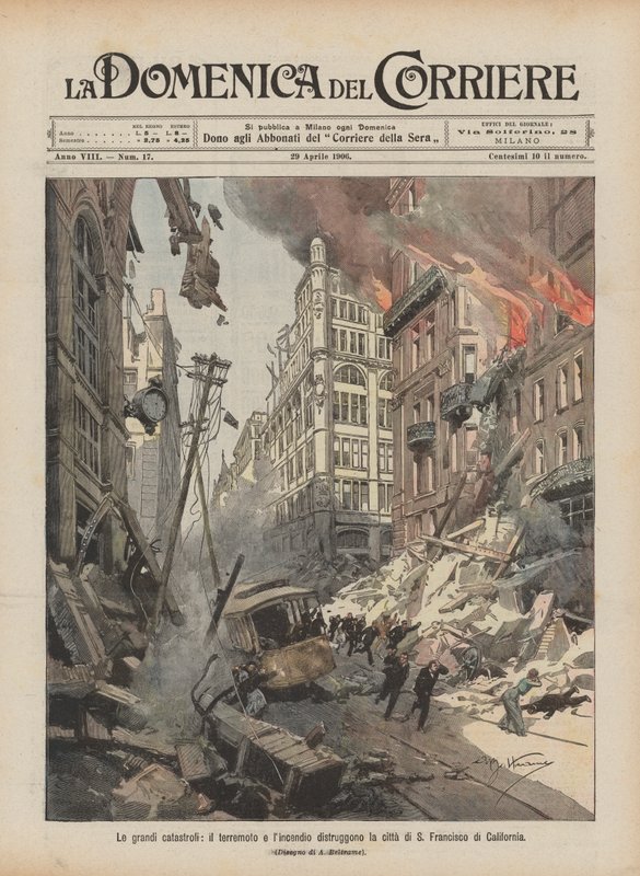 The Great Catastrophes, the Earthquake and Fire Destroy the City of San Francisco, California by Achille Beltrame