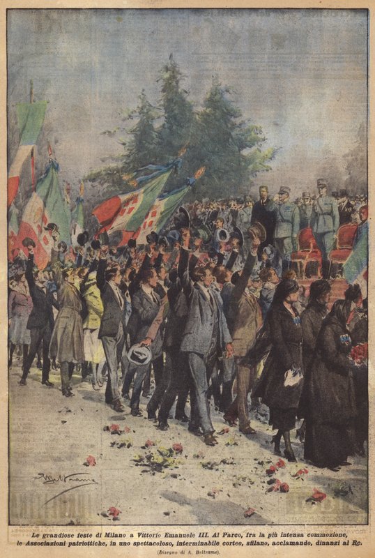 The Grand Celebrations in Milan for Vittorio Emanuele III by Achille Beltrame