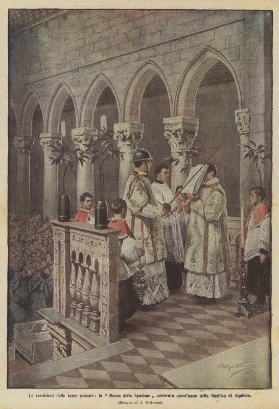 The traditions of the redeemed lands, the Mass of the Sword celebrated this year in the Basilica of Aquileia by Achille Beltrame