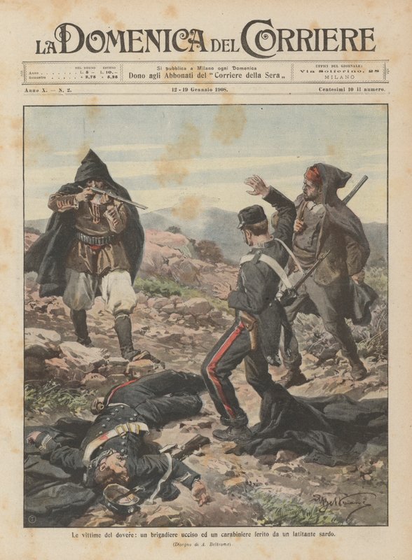 The Victims of Duty, a Brigadier Killed and a Carabiniere Wounded by a Sardinian Fugitive by Achille Beltrame