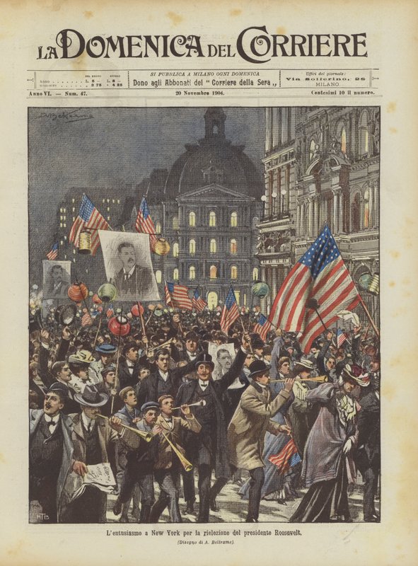 Enthusiasm in New York for the Re-election of President Roosevelt by Achille Beltrame