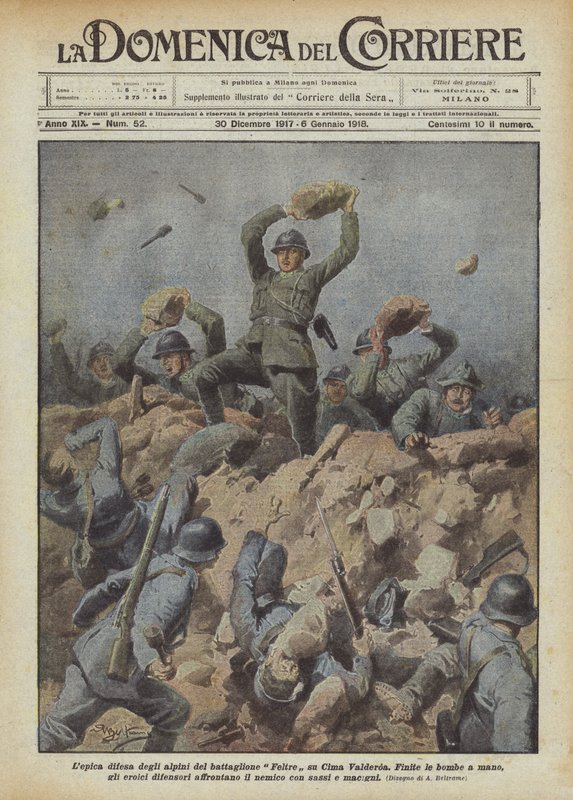 The Epic Defense of the Alpine Battalion Feltre on Cima Valderoa by Achille Beltrame
