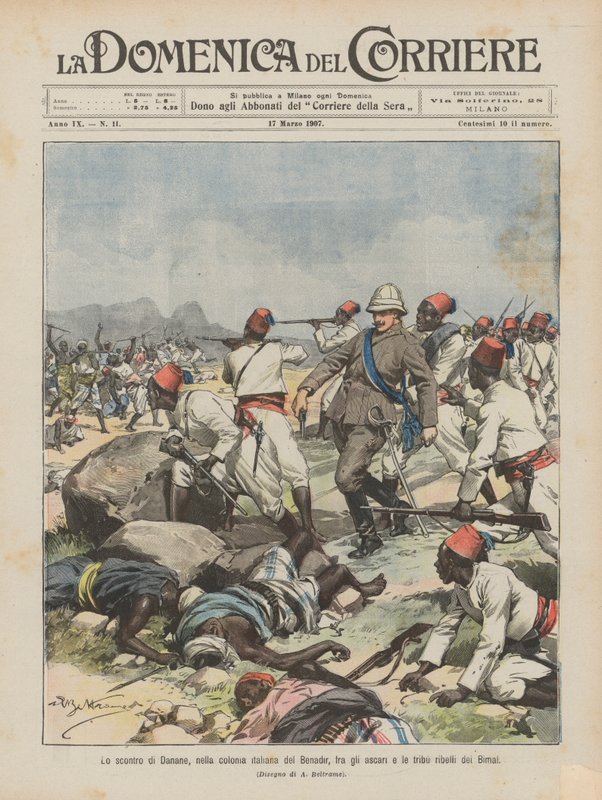 The Battle of Danane, in the Italian Colony of Benadir, Between the Ascari and the Rebel Bimal Tribes by Achille Beltrame