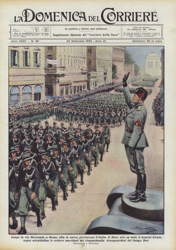 Along Via Nazionale in Rome, the New Youth of Italy Parades by Achille Beltrame