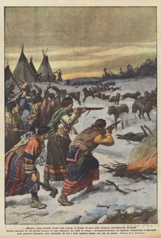 While their men were hunting, the women of an Indian tribe in Ontario (Canada) were by Achille Beltrame