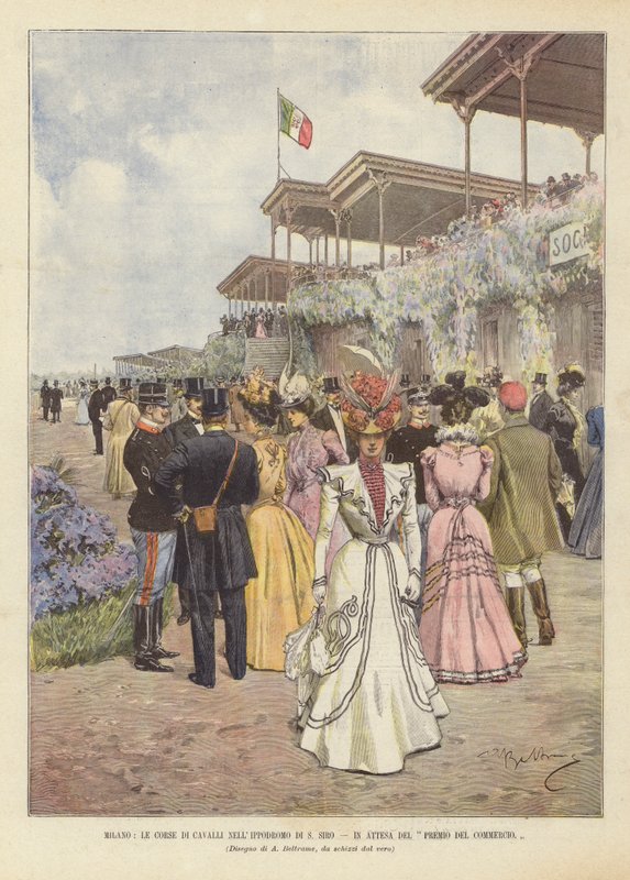 Milan, The Horse Races at the S Siro Racetrack, Awaiting the Commerce Prize by Achille Beltrame