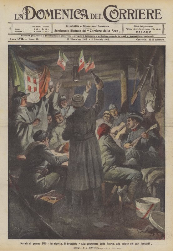 War Christmas 1915, In the Redoubt, the Toast, To the Greatness of the Homeland, to the Health of Loved Ones Far Away! by Achille Beltrame