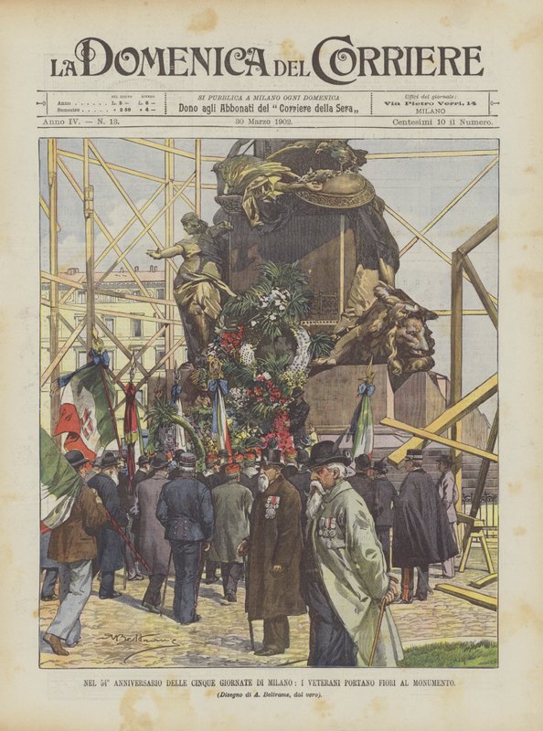 On the 54th Anniversary of the Five Days of Milan, Veterans Bring Flowers to the Monument by Achille Beltrame