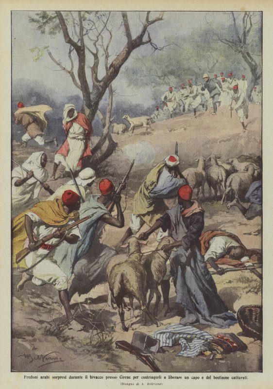 Arab Raiders Surprised During the Bivouac Near Cyrene to Force Them to Release a Leader by Achille Beltrame
