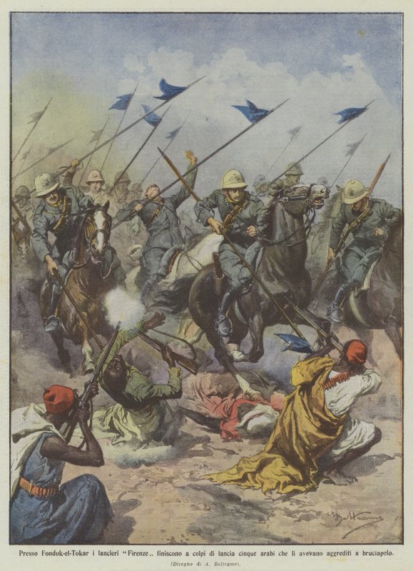 Near Fonduk-el-Tokar, the Florence Lancers Finish Off Five Arabs Who Had Attacked Them by Achille Beltrame