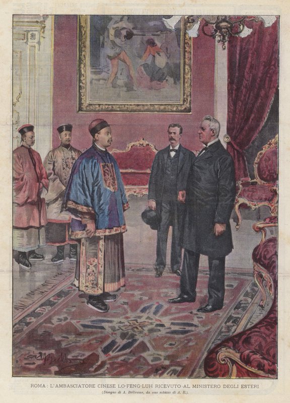 Rome, The Chinese Ambassador Lo-Feng-Luh Received at the Ministry of Foreign Affairs by Achille Beltrame