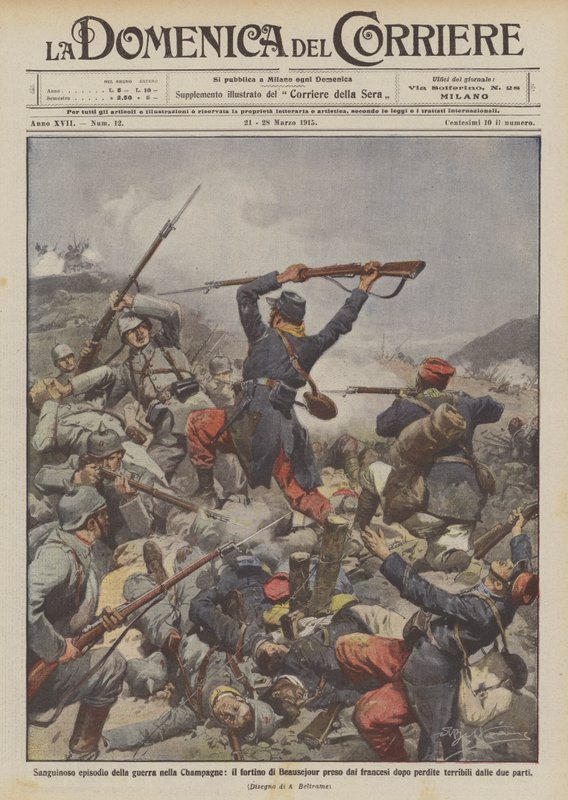 Bloody episode of the war in Champagne, the fort of Beausejour taken by the French after by Achille Beltrame