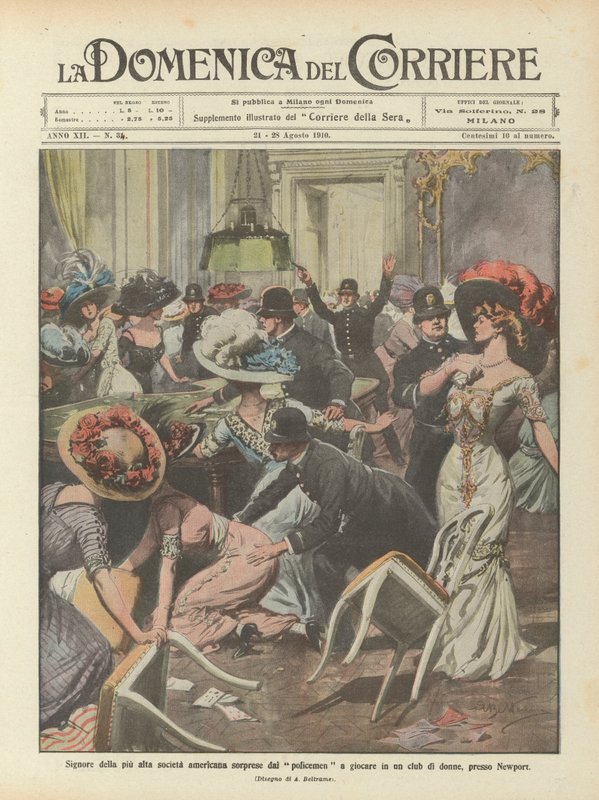 Ladies of the highest American society surprised by policemen playing in a women
