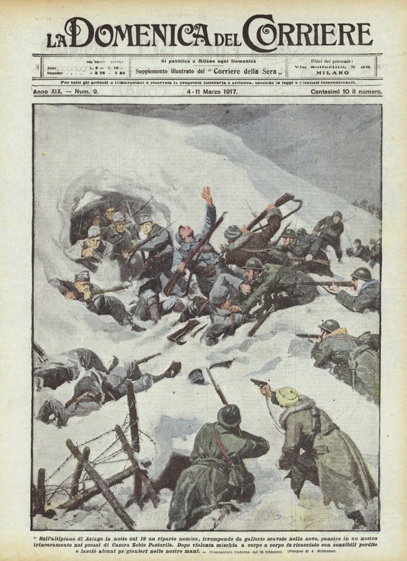 On the Asiago Plateau, the Night of the 19th, an Enemy Detachment Bursting from Tunnels Dug in by Achille Beltrame