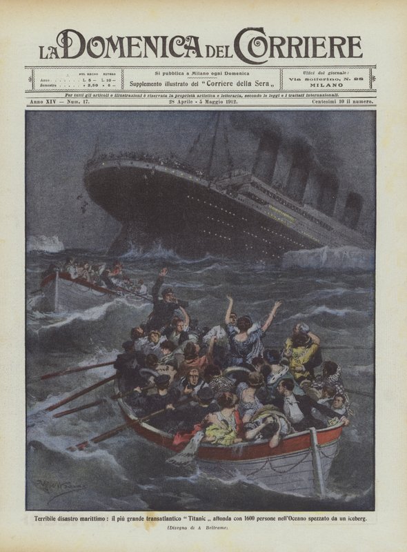 Terrible Maritime Disaster, the Largest Ocean Liner Titanic Sinks with 1600 People by Achille Beltrame