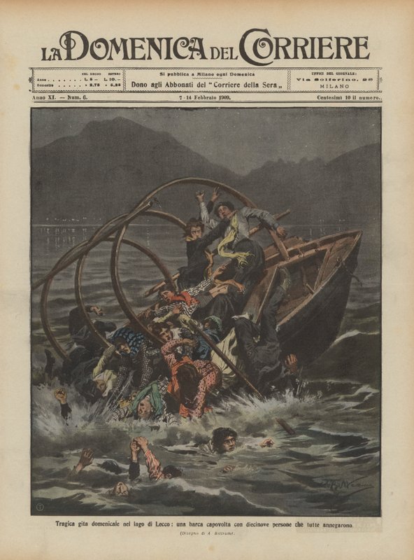 Tragic Sunday Trip on Lake Lecco, a Boat Capsized with Nineteen People All Drowned by Achille Beltrame