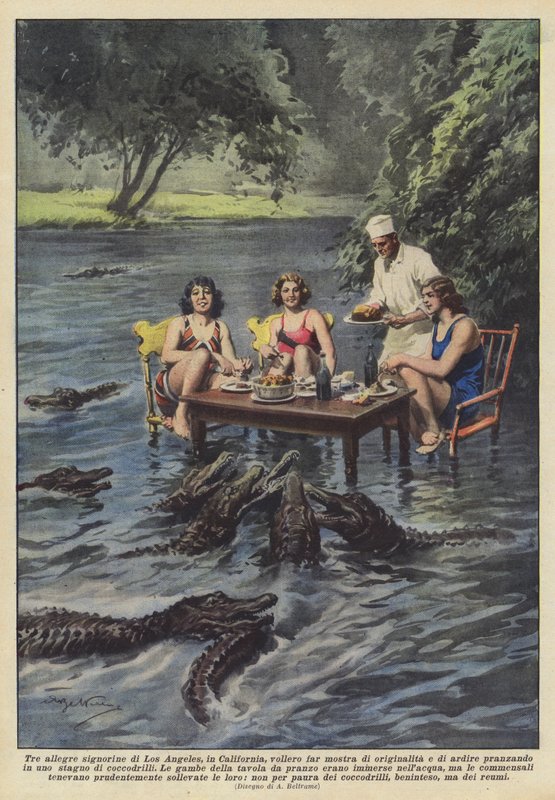 Three cheerful young ladies from Los Angeles, California, wanted to show originality and daring by Achille Beltrame