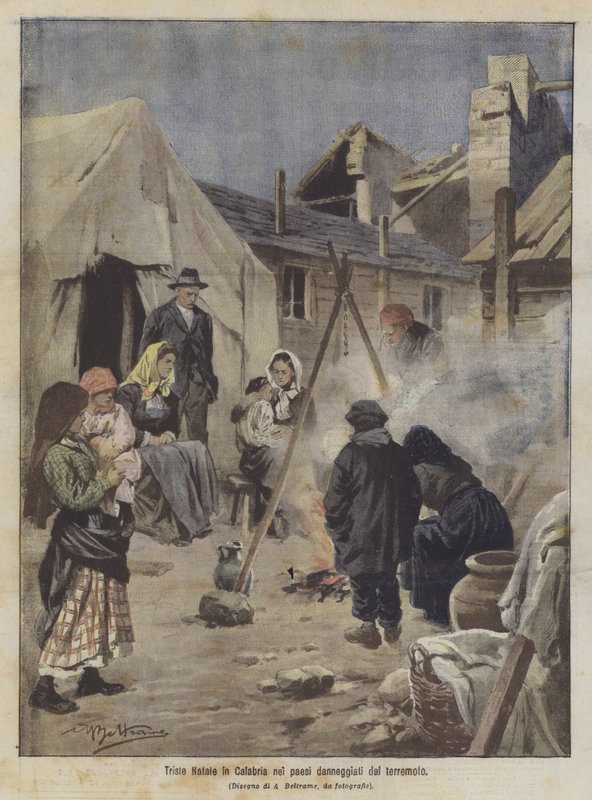 Sad Christmas in Calabria in the Towns Damaged by the Earthquake by Achille Beltrame