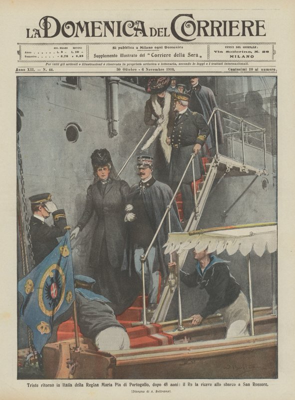 Sad Return to Italy of Queen Maria Pia of Portugal After 48 Years, the King Receives Her at... by Achille Beltrame