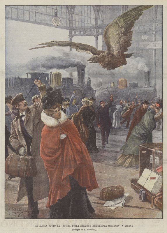 An Eagle Under the Roof of the Southern Station (Sudbahn) in Vienna by Achille Beltrame