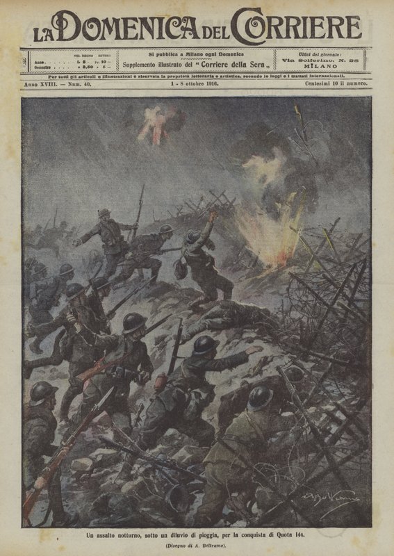 A night assault, under a deluge of rain, for the conquest of Quota 144 by Achille Beltrame