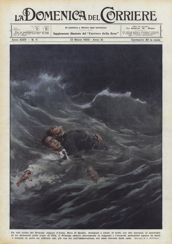 A Heroic Act by Prince Aimone of Aosta, Duke of Spoleto by Achille Beltrame