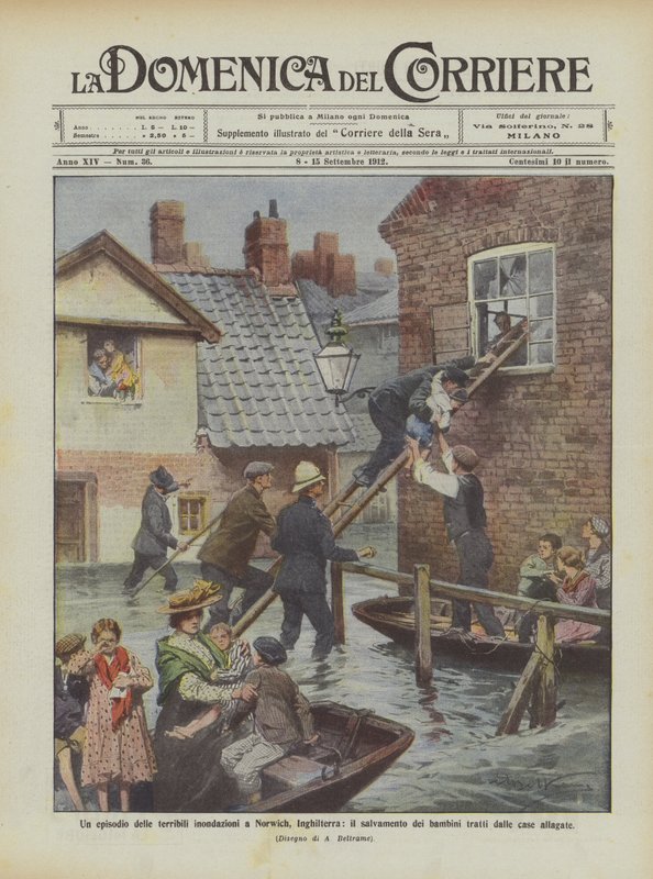 An Episode of the Terrible Floods in Norwich, England, the Rescue of Children by Achille Beltrame