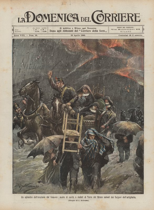 An Episode of the Eruption of Vesuvius, Sisters of Charity and Patients of Torre del Greco Saved by Achille Beltrame