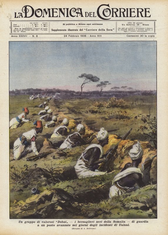 A Group of Brave Dubat, the Black Bersaglieri of Somalia, Guarding an Advanced Post by Achille Beltrame