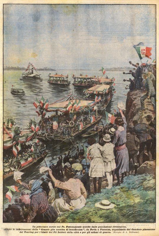 A Picturesque Procession on the Po by Achille Beltrame